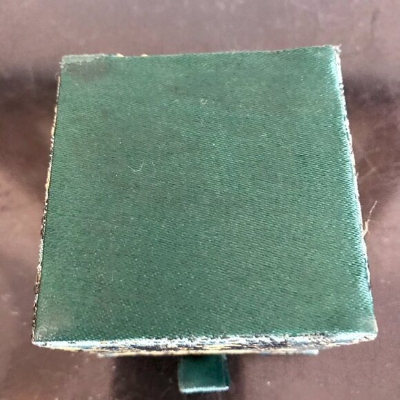 Small Cloth Jewelry Trinket Ring Box with Jeweled Top - Picture 2 of 3
